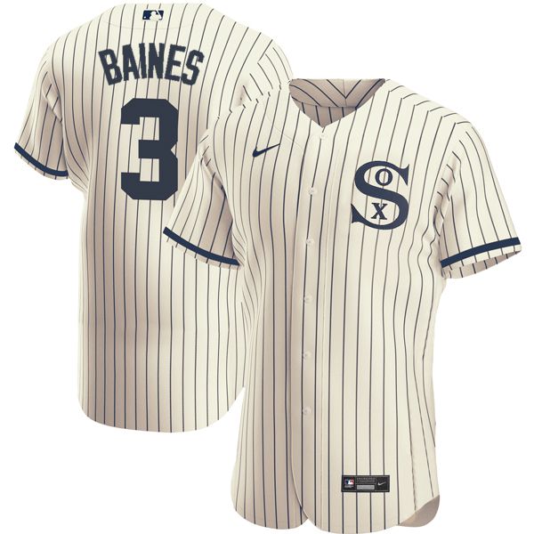 Men Chicago White Sox #3 Baines Cream stripe Dream version Elite Nike 2021 MLB Jersey